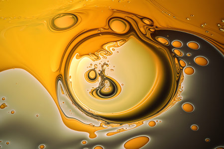 Oil splash background. Color oil bubbles. oil background. Generative AI.の素材