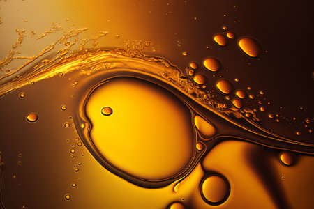 Oil splash background. Color oil bubbles. oil background. Generative AI.の素材