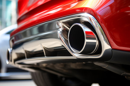 Capturing the essence of automotive emissions, this photo showcases an exhaust pipe emitting subtle smoke. Explore the intersection of technology and environmental impact. Generative AIの素材
