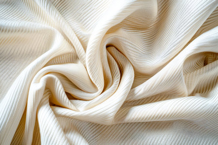 Elegant beige fabric draped in soft folds, creating a textured and luxurious background. Generative AIの素材