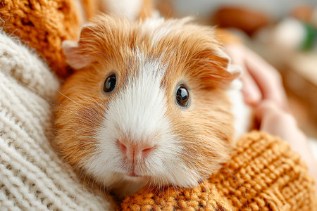 A child is happily holding a small pig while sitting in a sunny room filled with warm light and cozy decorations. The atmosphere is cheerful and lively.の素材