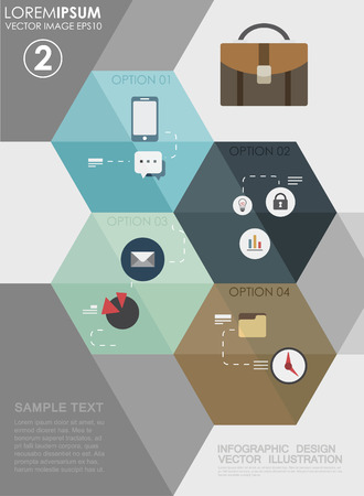 four options in flat design. One two three four - vector paper progress stepのイラスト素材