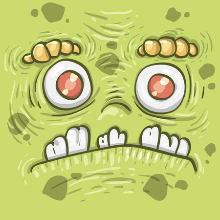 Cartoon funny monster. Cartoon cute monster shows tongue. Vector. Sticker. Cartoon character.のイラスト素材