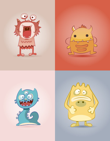 Set monsters for print. Set funny monsters. Fanny monster. Cartoon cute monsters. Ridiculous small monsters (cute)のイラスト素材