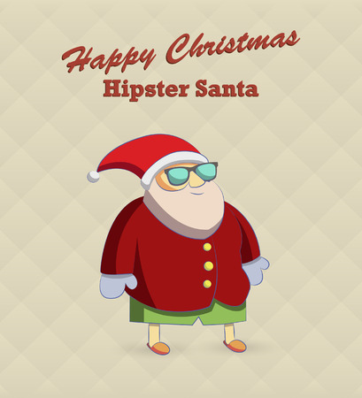 Fat santa. Hipster Santa Claus in glassesのイラスト素材