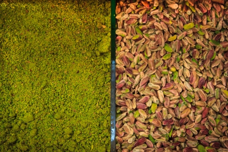 Ground and roated pistachio on market.の写真素材