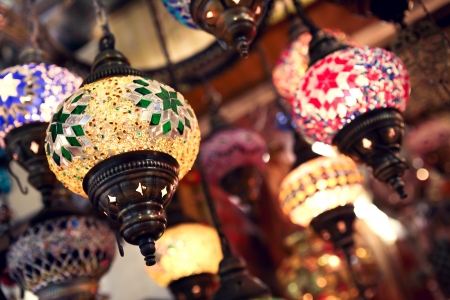 Colourful lightts on turkish marketの写真素材