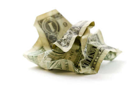 Crumpled Dollar on white