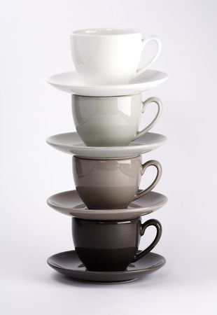 Color cups on a white backgroundの写真素材