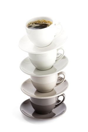 Color cups on a white backgroundの写真素材