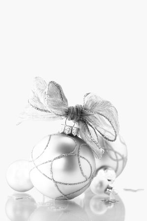 shiny Christmas decorations over whiteの写真素材