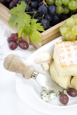 Still-life with grape and cheeseの写真素材