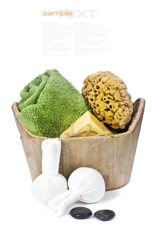 Spa bath setting over white (with easy removable sample text)の写真素材