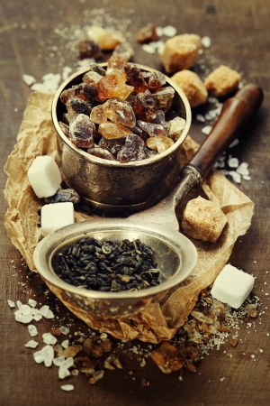 Tea and Various kinds of sugarの写真素材
