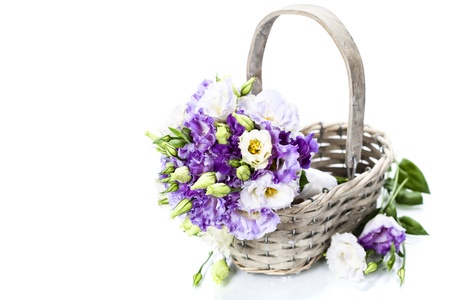 Beautiful eustoma flowers  bouquet (wedding or romantic date concept )の写真素材