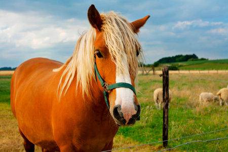 horse and field close upの写真素材