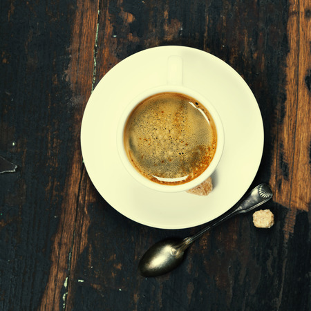 Coffee Cup on Wooden Tableの写真素材