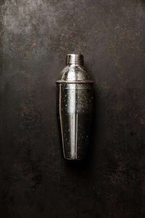 Cocktail shaker on a dark backgroundの写真素材