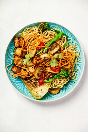 Asian Tofu Soba Noodle Bowlの写真素材