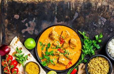 Traditional curry and ingredients