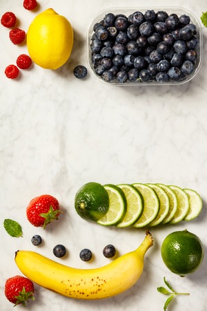 Flat-lay of organic fruitsの写真素材