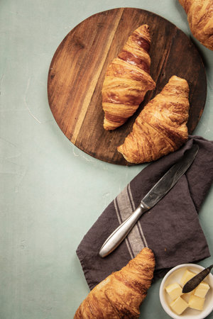 Continental breakfast captured from aboveの写真素材