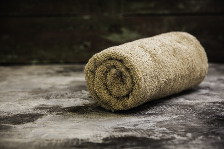 SPA towel on rusticの写真素材