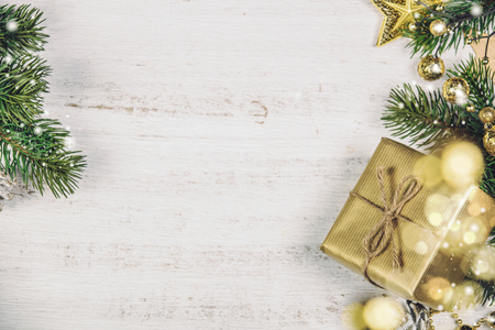 Rustic wood background for Christmas with copy spaceの写真素材