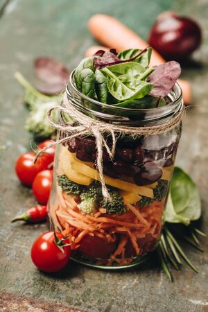 Healthy Homemade Mason Jar Salad, healthy foodの写真素材