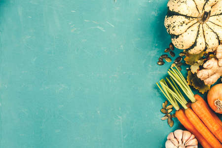 Healthy food cooking background Vegetable ingredients., copy spaceの写真素材