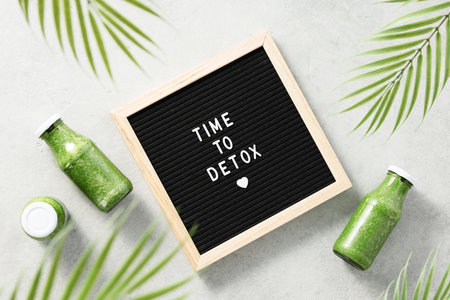 Time to detox letter board quote flat layの写真素材
