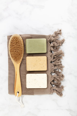 Handmade natural bar soaps. Ethical, sustainable zero waste lifestyleの写真素材