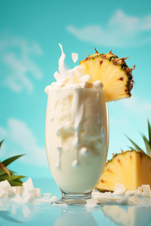 Pina colada cocktail. decorated with pineapple