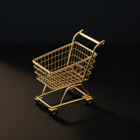 miniature grocery cart close up, offers, promotions, sale concept.の写真素材