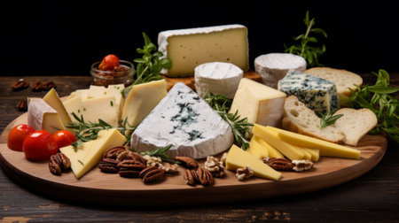 Assortment of cheeses. Various types of cheeseの素材