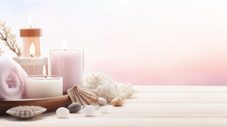 Spa composition with candles front viewの素材
