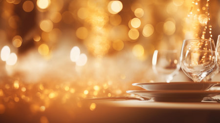 Beautiful outdoor table setting with flowers for a dinner, wedding reception or other festive eventの素材