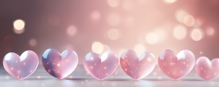 Valentines day background banner - abstract panorama background with hearts - concept loveの素材
