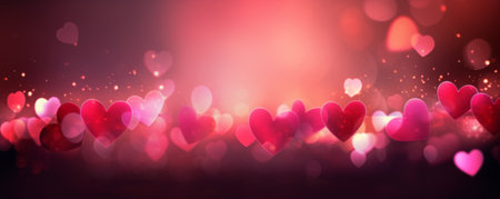 Valentines day background banner - abstract panorama background with hearts - concept loveの素材