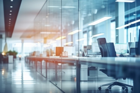 Business office without people with blurred bokeh backgroundの素材