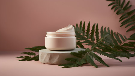 Cosmetic cream or moustirizer on stone mock up. Minimal cosmetic monochrome mockup for beauty skin and body care, Cosmetic packaging mockupの素材