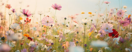 Grass And wild Flowers At Late Summer bannerの素材