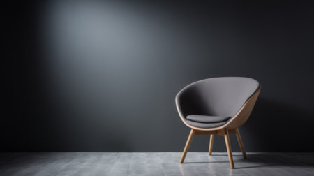 Empty living room wall mockup with modern armchair, minimalistic interiorの素材