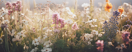 Grass And wild Flowers At Late Summer bannerの素材