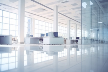 Business office without people with blurred bokeh backgroundの素材
