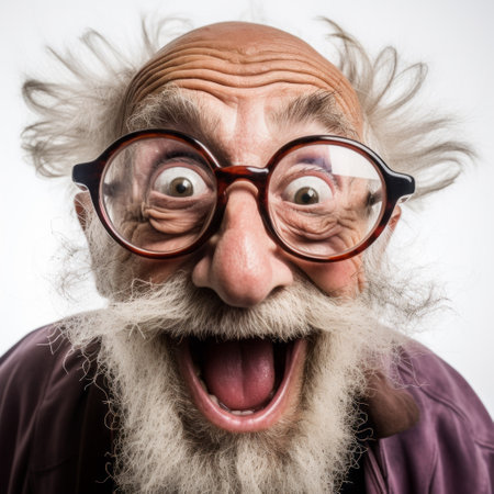 Crazy excited stylish grandfather. Portraitの素材