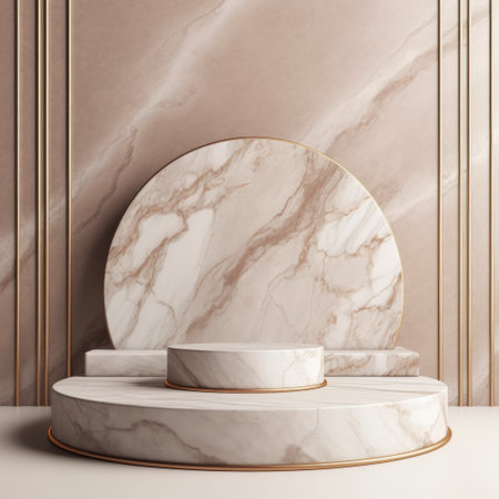 Luxury natural stone podium for showing packaging and product, copy spaceの素材
