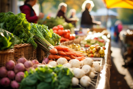 Shopping at the Farmers Market, focus on vegetablesの素材