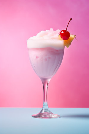 Pina colada cocktail. This Puerto Rican beverage is made basically with pineapple, coconut cream and rumの素材