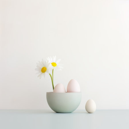 Happy Easter concept, pastel colors, creative minimalistic backgroundの素材